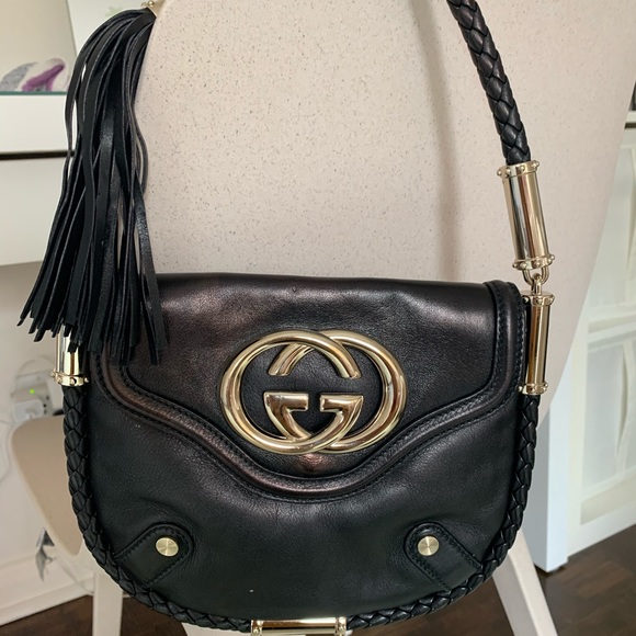 Gucci Black Leather Small Tassel Britt Hobo - Picture 4 of 10